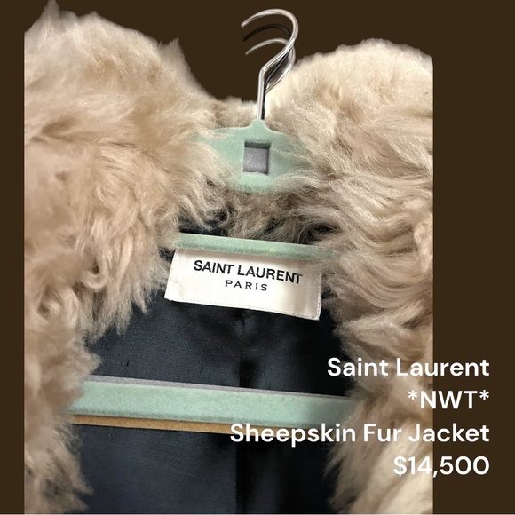 NWT! Saint Laurent sheepskin fur coat • beige • women’s size 38 - Picture 7 of 13